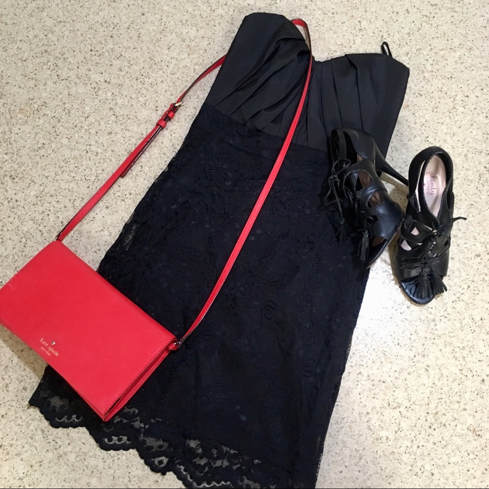 ASOS black bustier lace strapless dress!